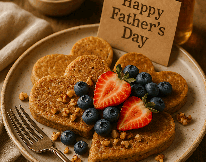 Healthy Whole Wheat Pancakes with Berries and Walnuts